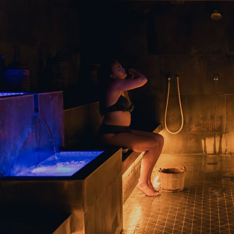 guest in a steam sauna