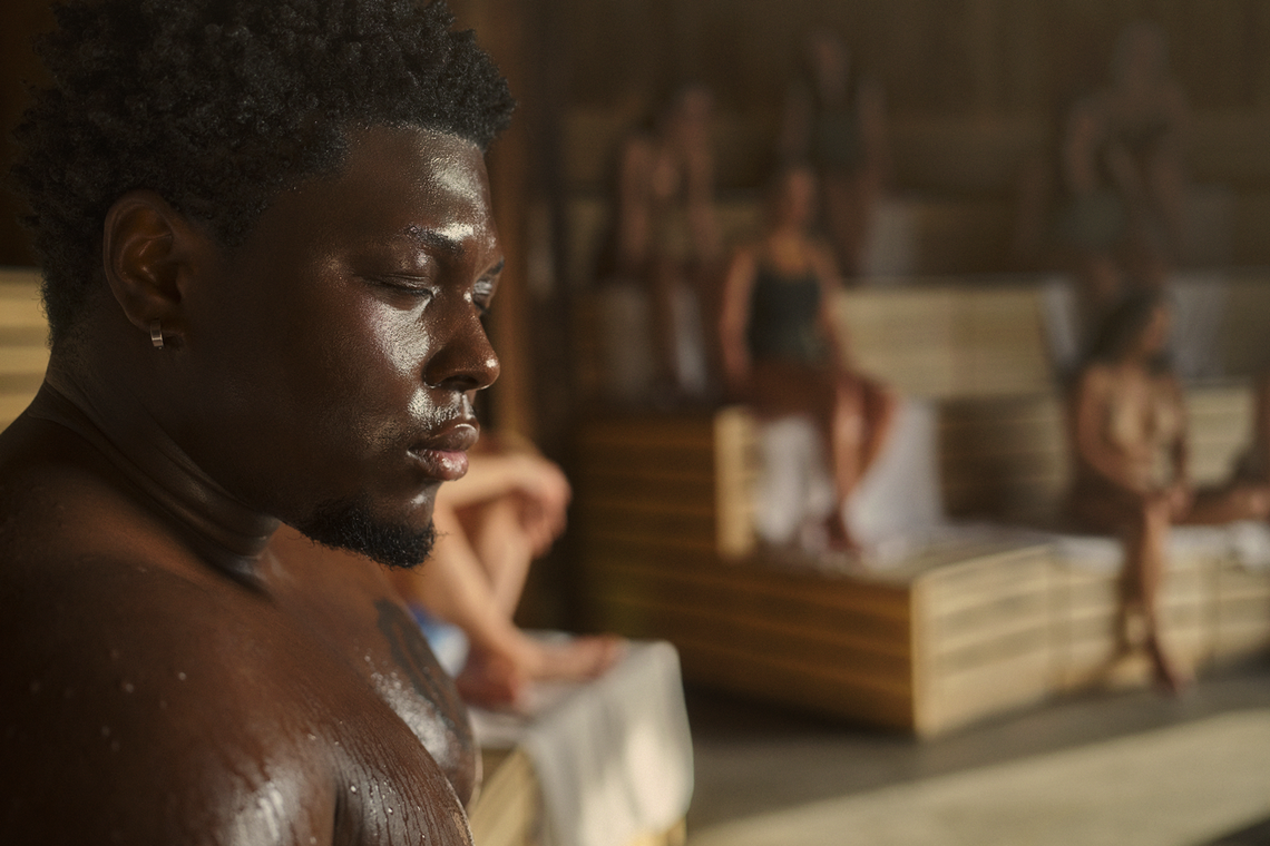 guests in a large sauna