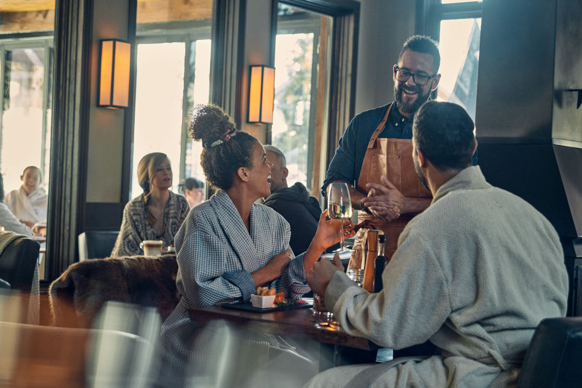 couple enjoying the spa restaurant