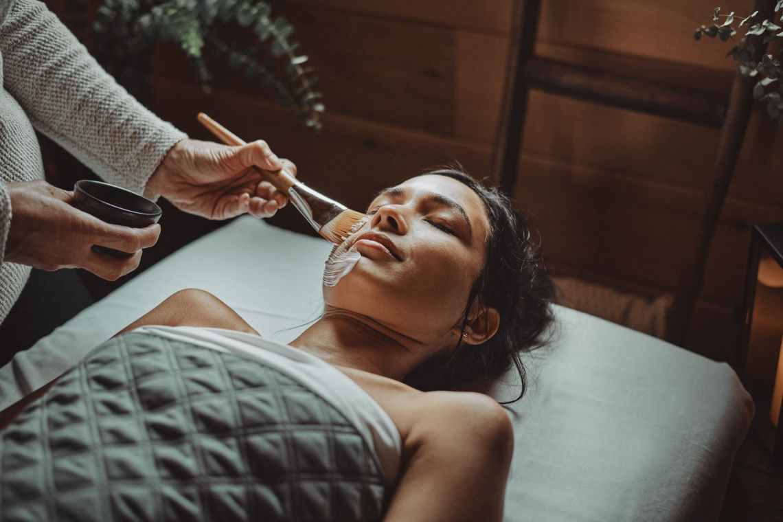 guest enjoying a face mask