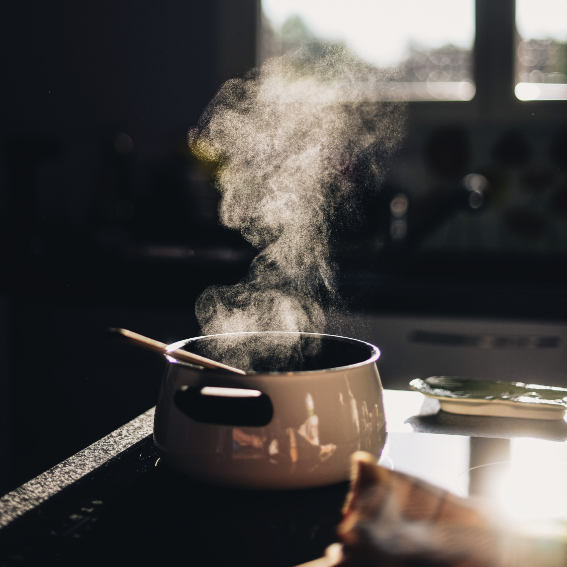 hot soup with steam