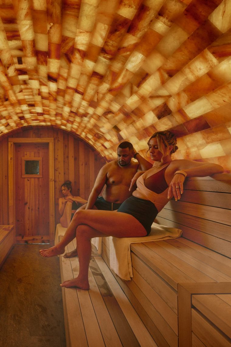 guests sitting in the halo sauna