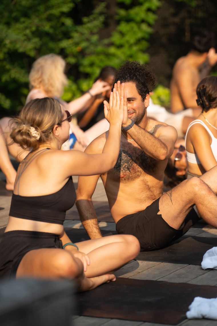 guests doing yoga