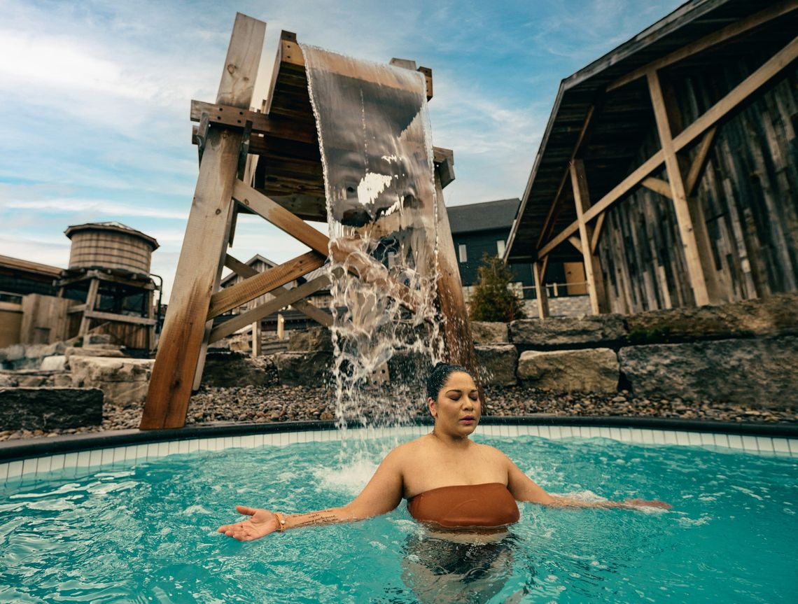 woman in a cold bath
