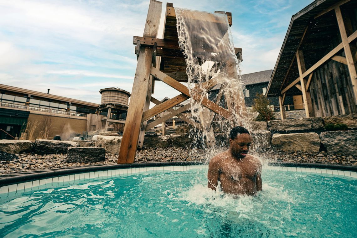 man in a cold bath