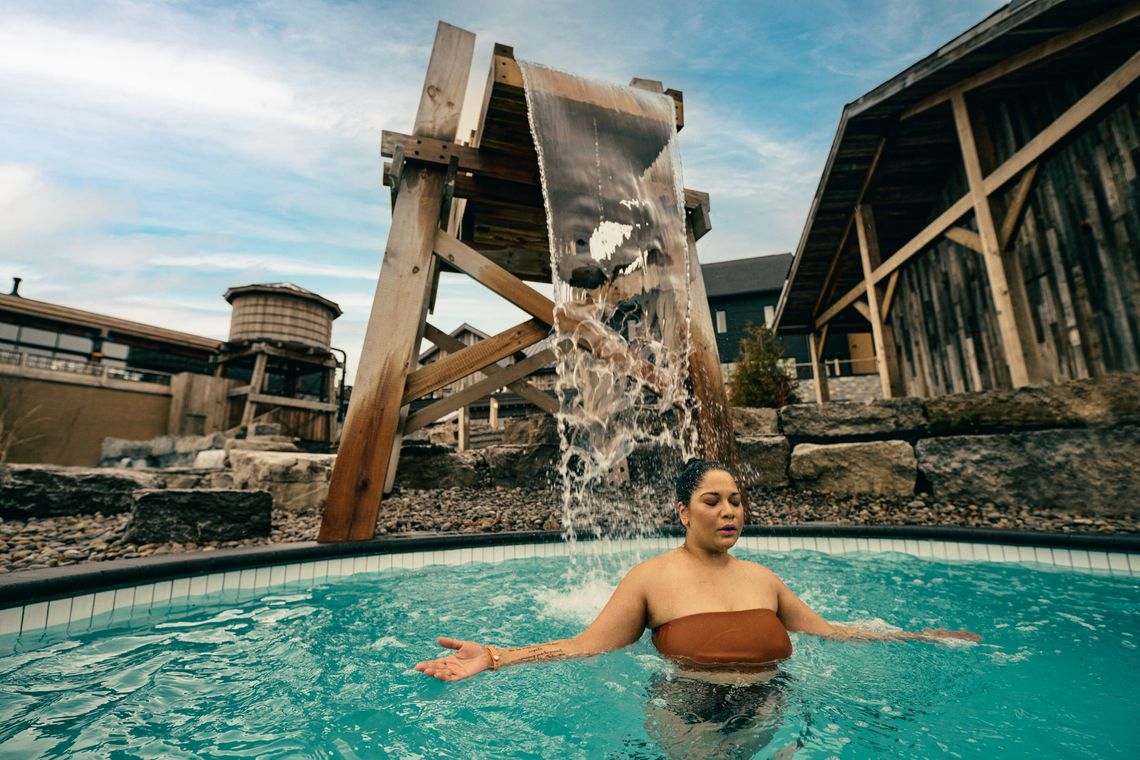 woman in a cold bath