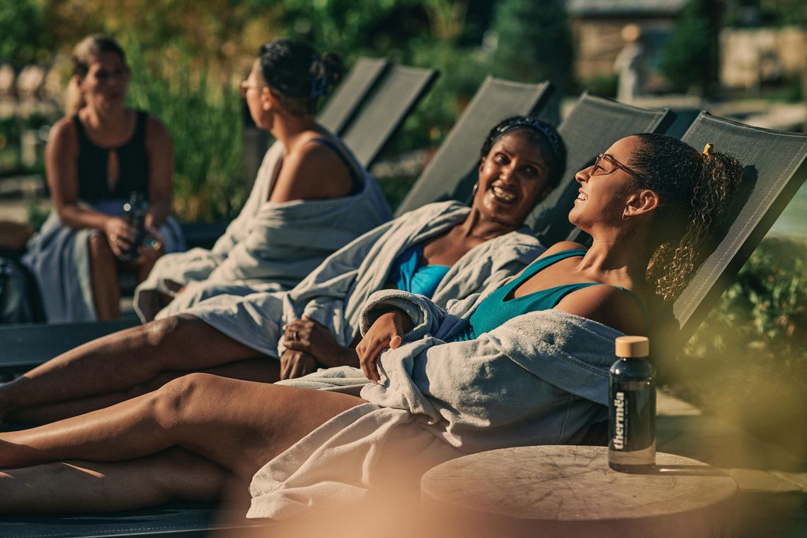 guests lounging at the spa