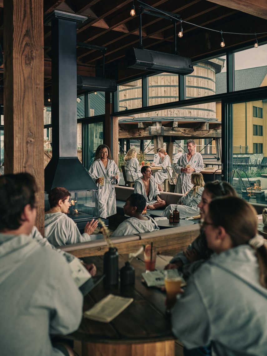 guests enjoying their time at the biergarden