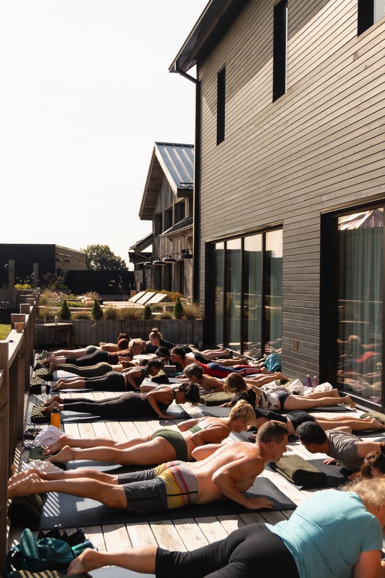 guests doing yoga at the spa