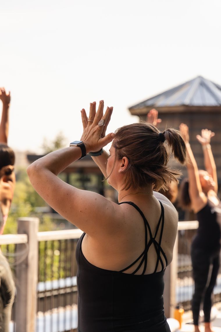 guests doing yoga at the spa