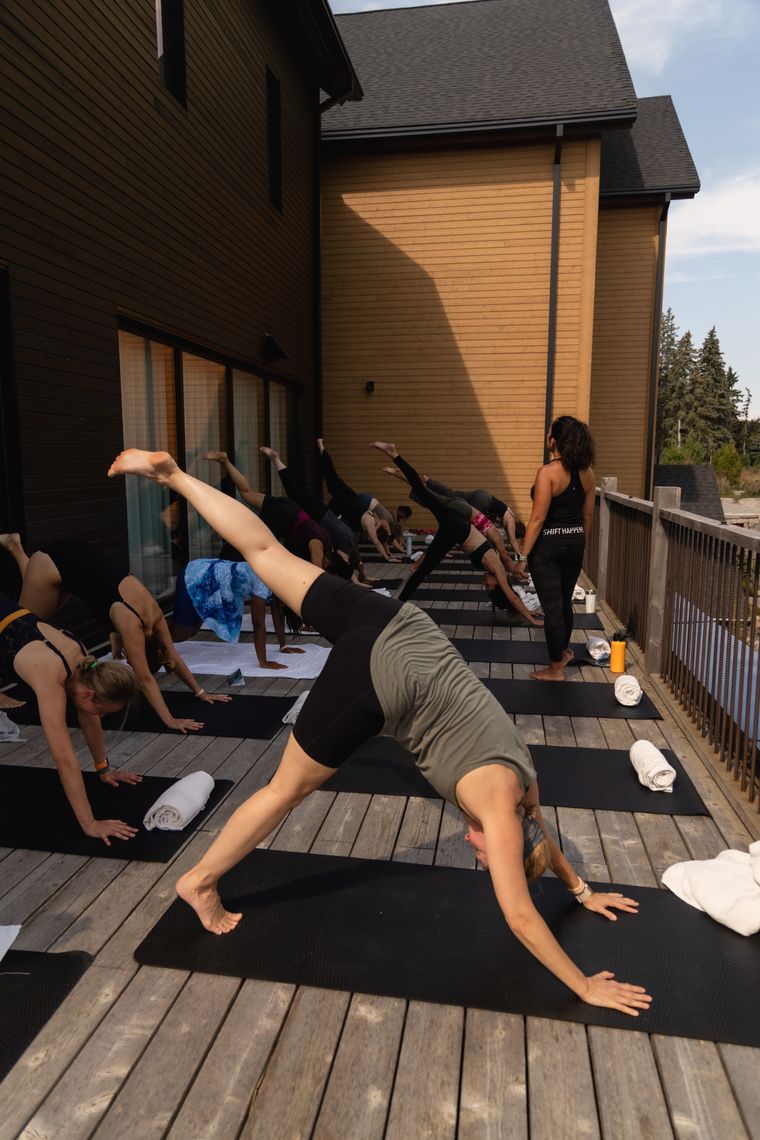 guests doing yoga at the spa