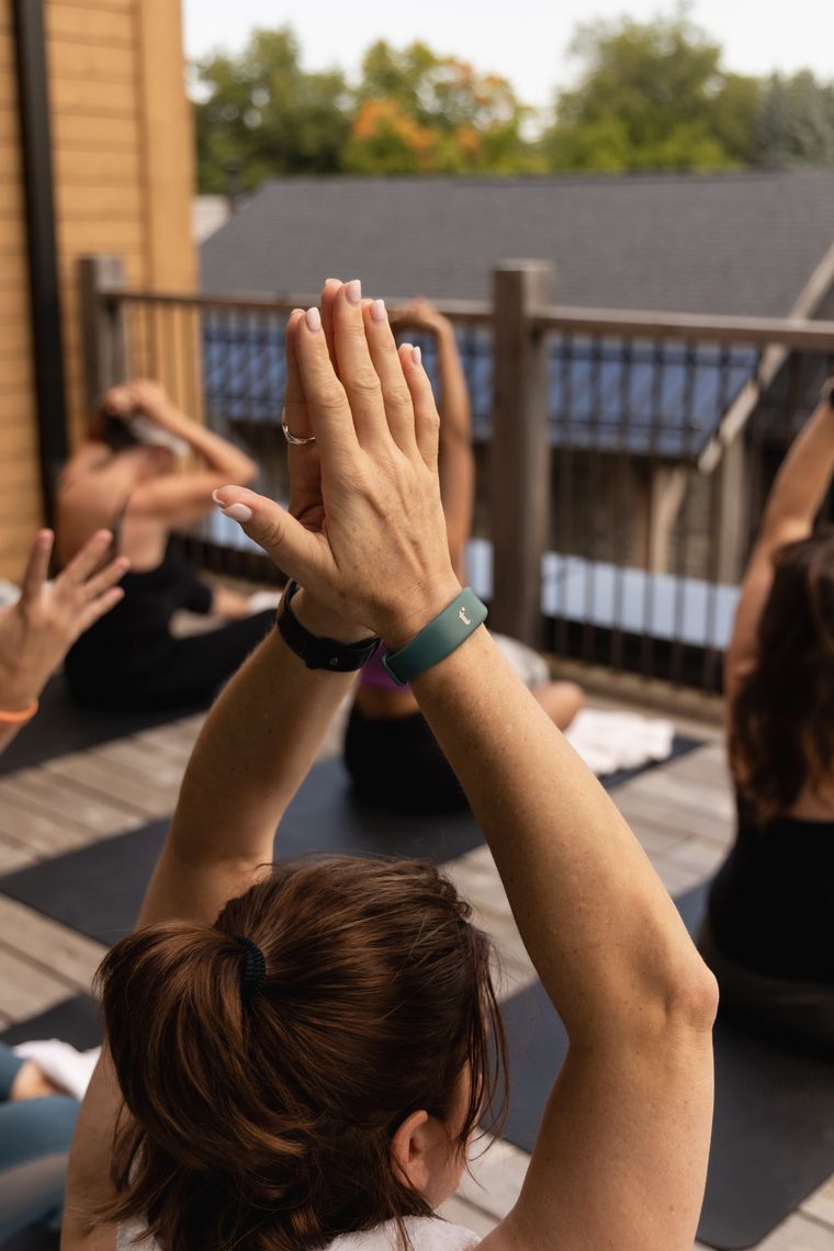 guests doing yoga at the spa