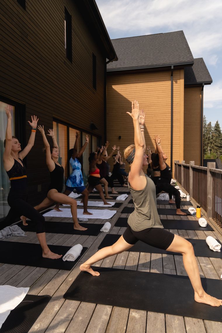 guests doing yoga