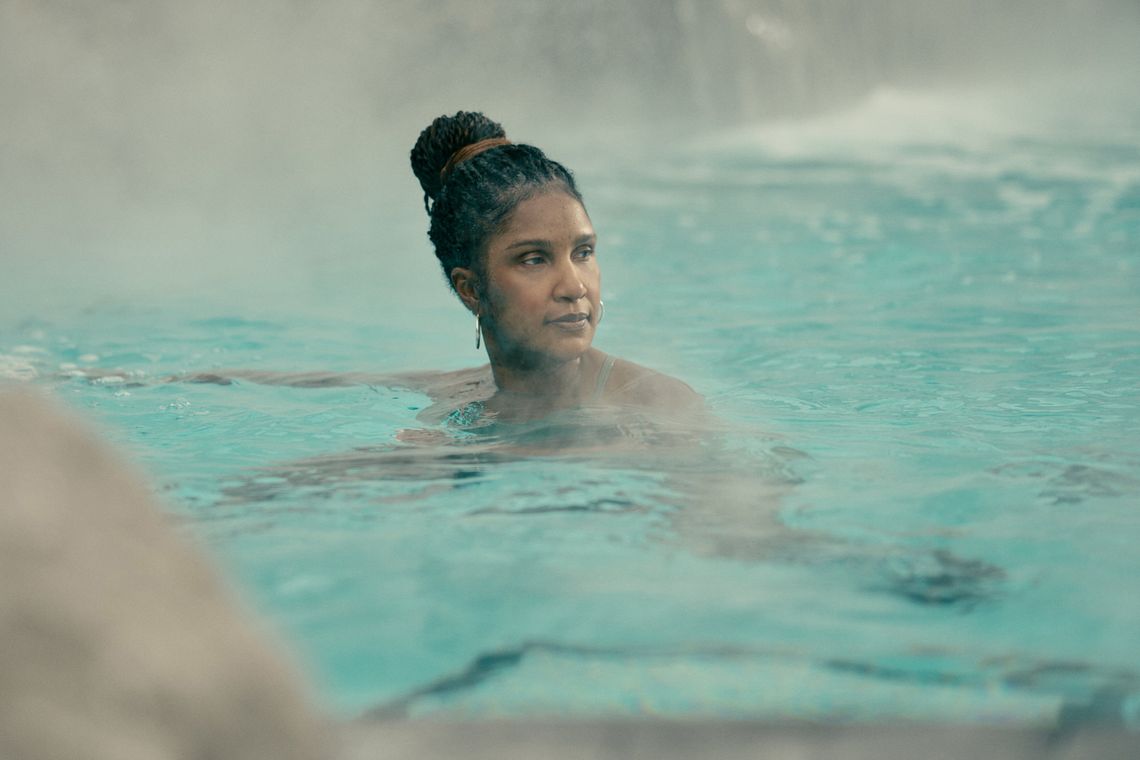 woman in a warm bath