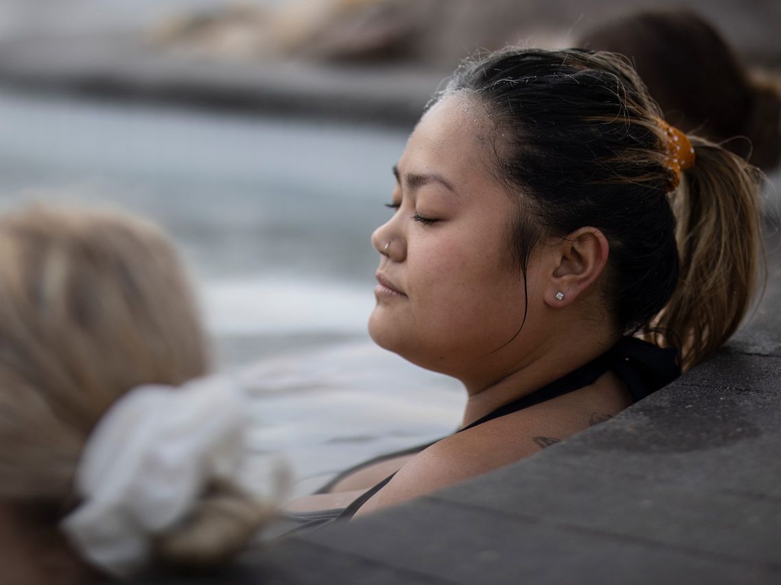 woman relaxing in a thermal bath