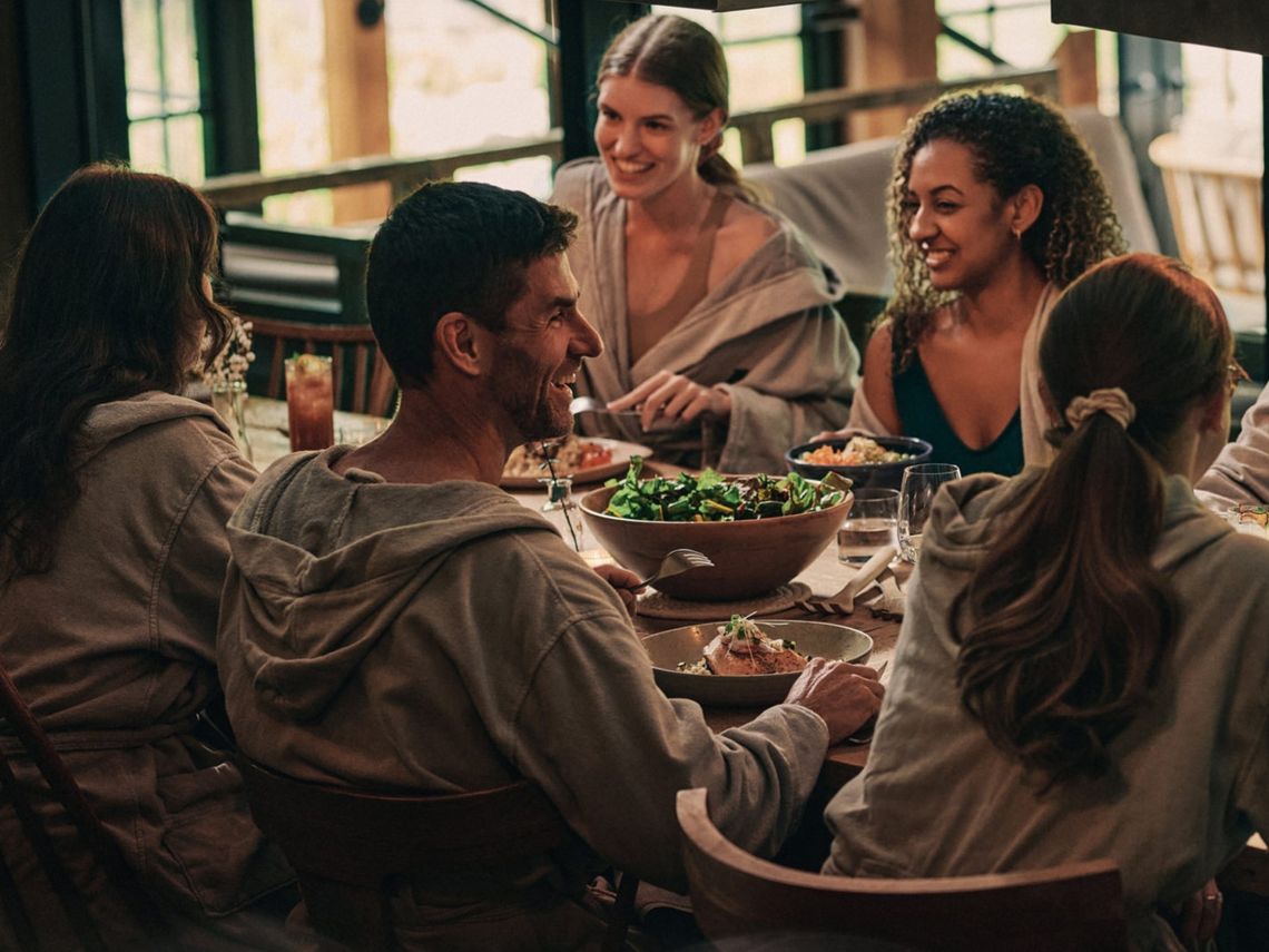 guests enjoying a meal at the spa