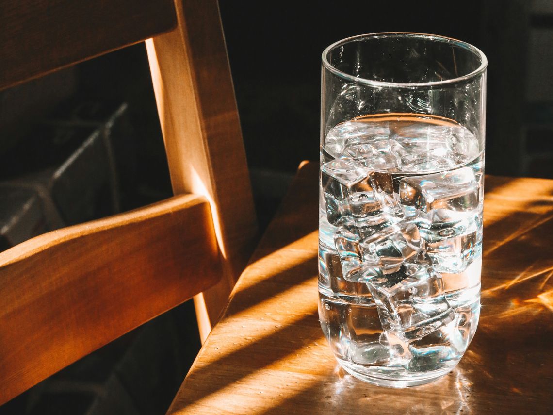 a glass of water