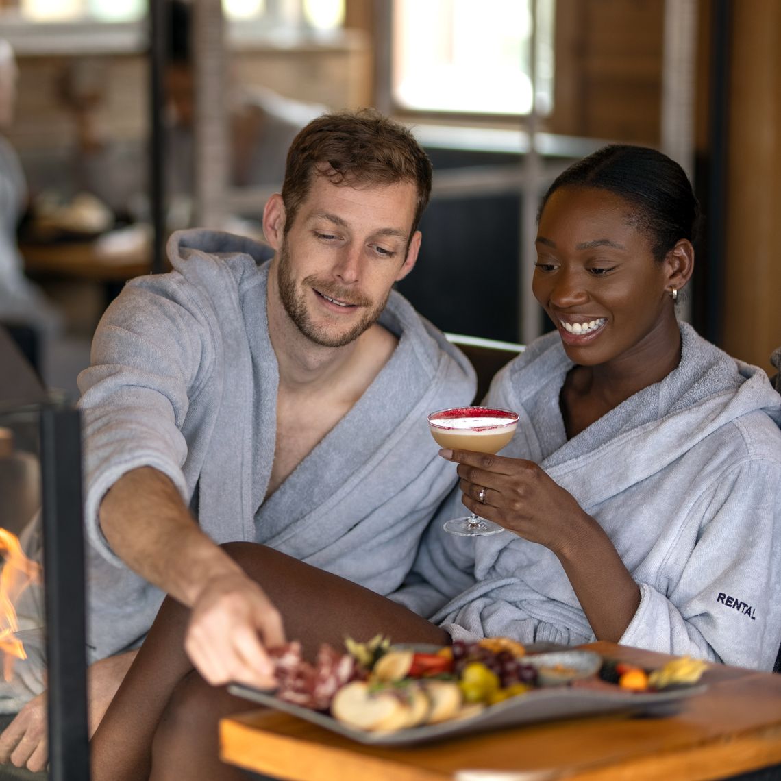 couple enjoying a meal at the restaurant