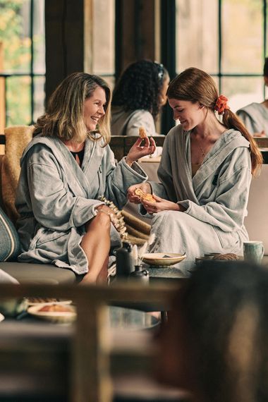 guests enjoying snacks at the lounge