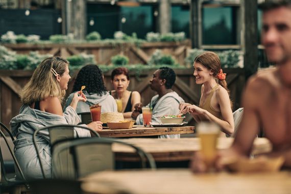 guests enjoying a meal at the Biergarden