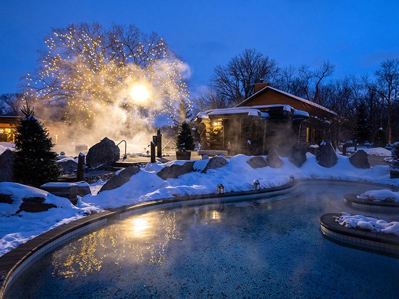 wintry view of the spa