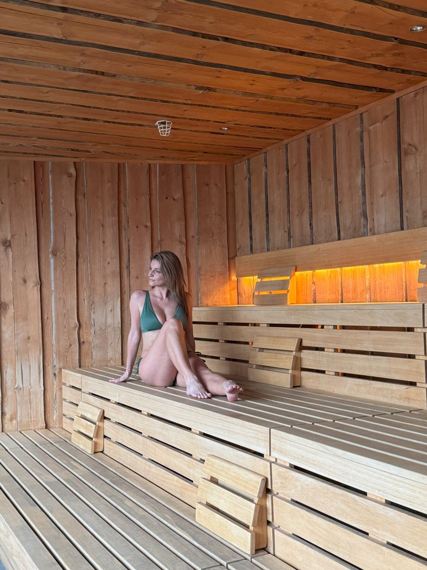 woman inside a meditative sauna