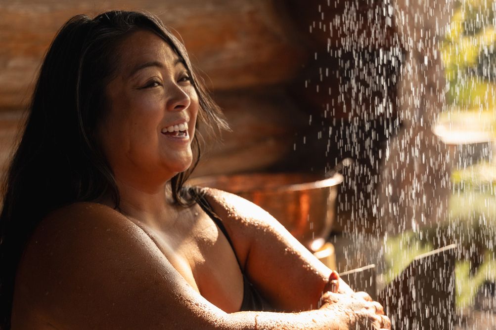 woman exfoliating at the spa