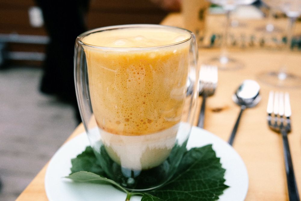 PEI lobster cappuccino, japanese custard, vanilla butter lobster
