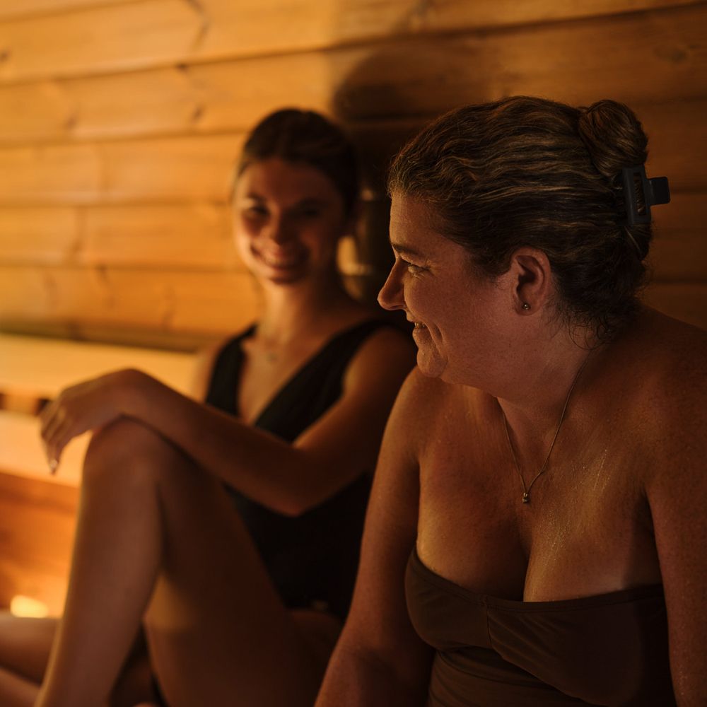 mother and daughter inside the new Barik sauna