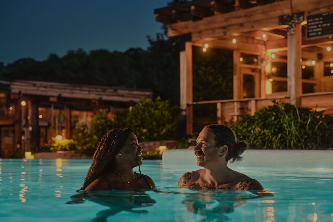 Couple in nakyma during the evening