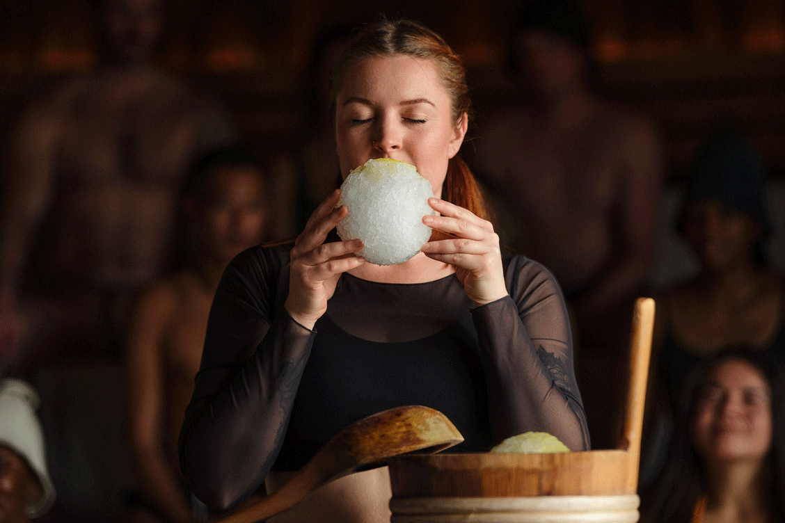 artisan inhaling the scents of a snowball