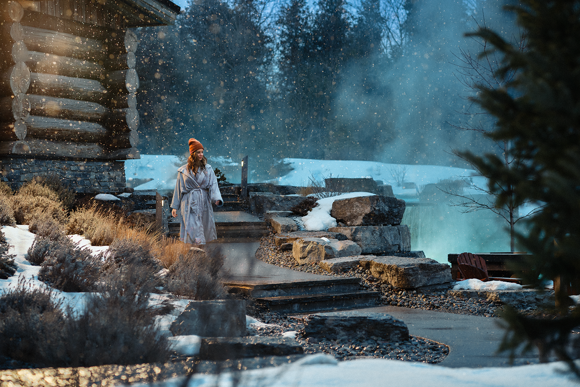 guest wandering at the Spa Village
