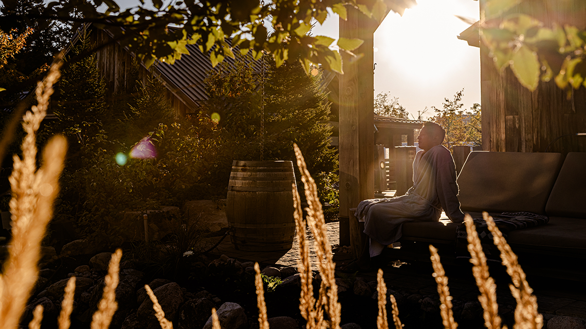 Guest relaxing at the Village, during the fall season