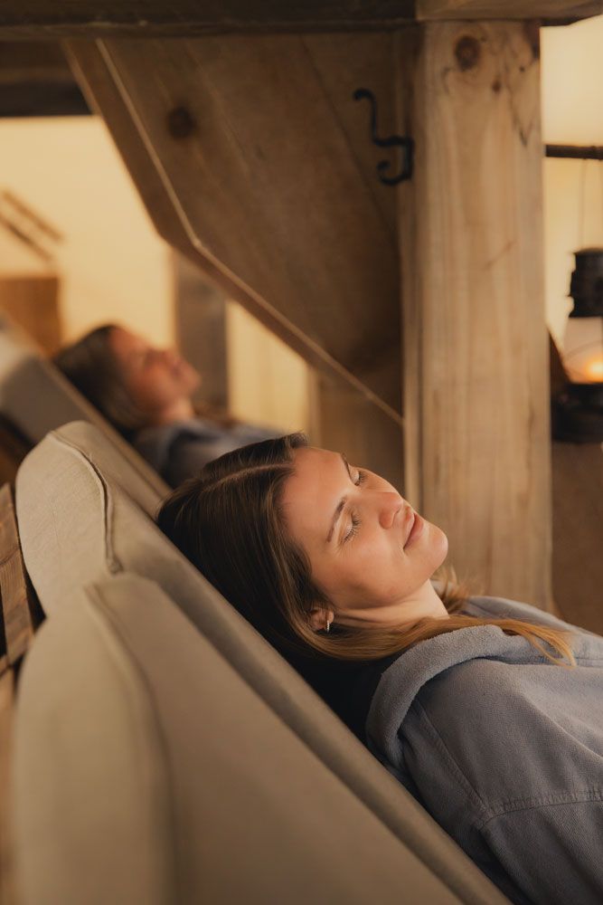 guests relaxing in the Prospector tent
