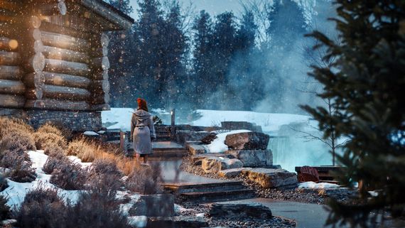 guest exploring Thermea Spa Village Whitby