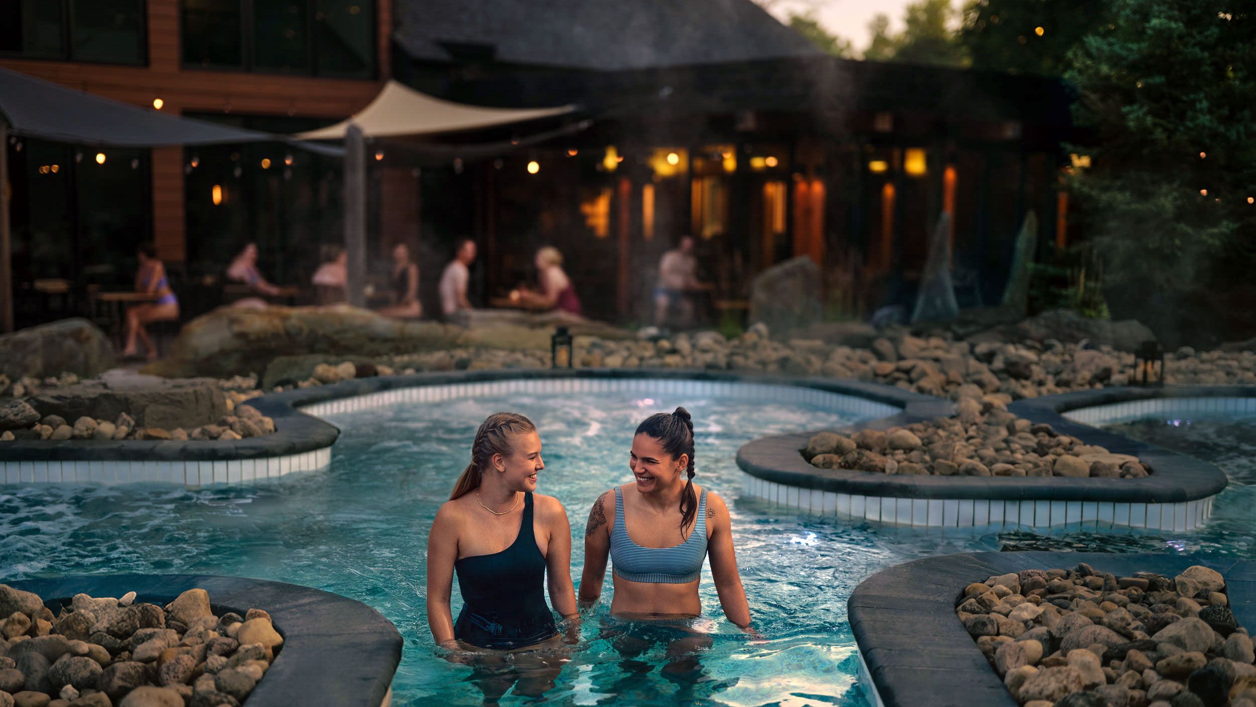 two women in a thermal bath