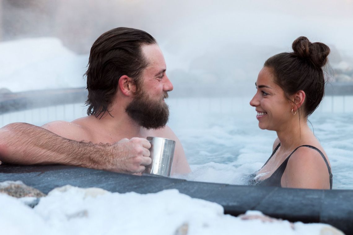 couple spending time together in a thermal bath