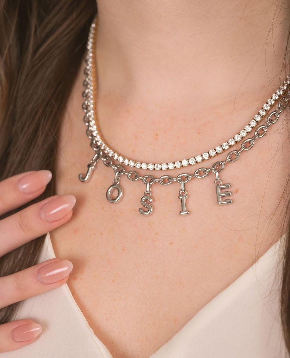 Silver Puff Letters necklace