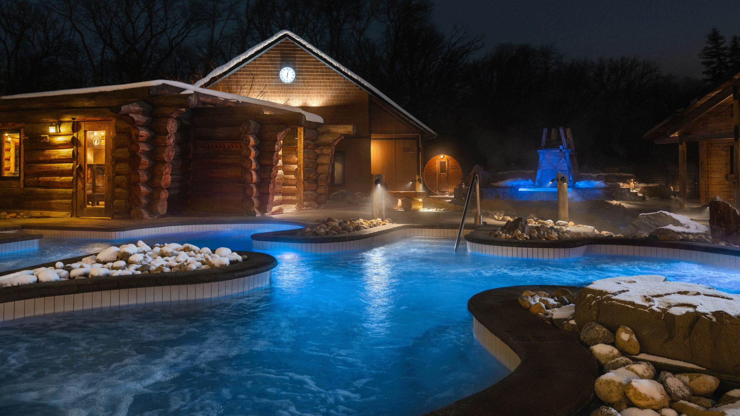 wintry view of the spa