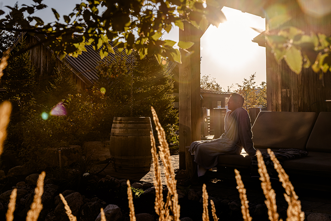 Guest relaxing at the Village, during the fall season