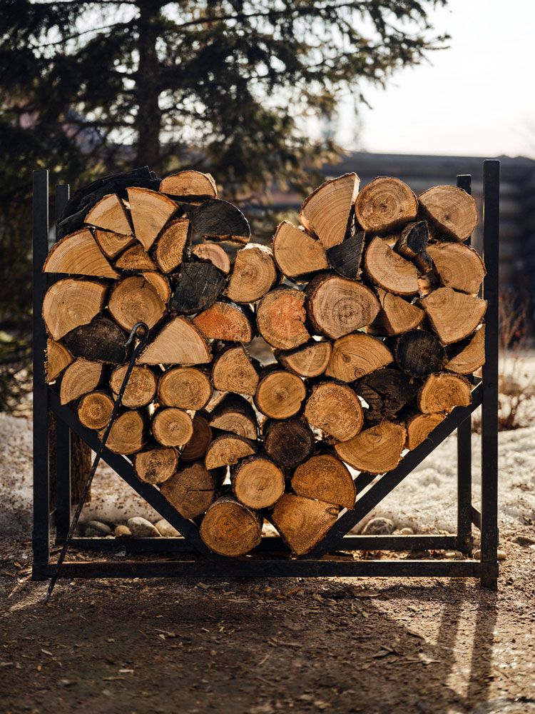 heart-shaped wood logs