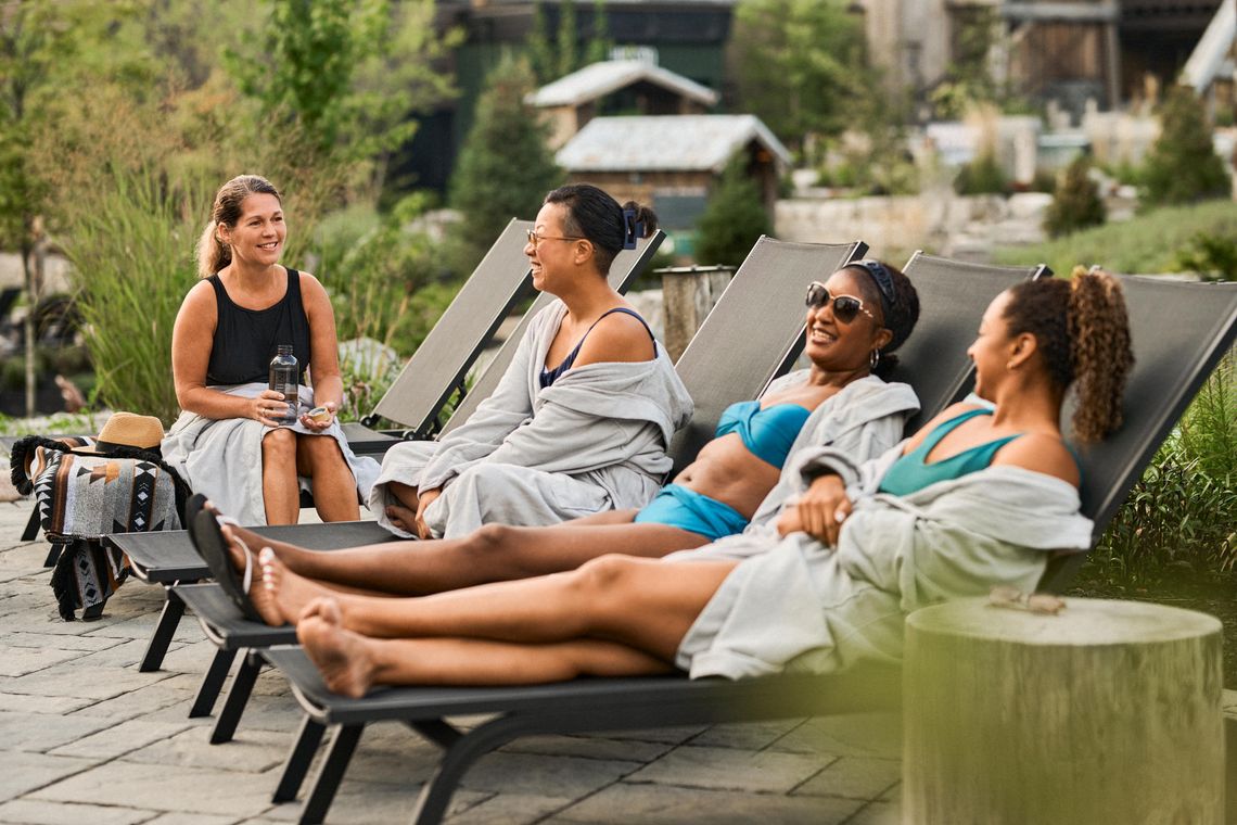 Guests lounging at the spa