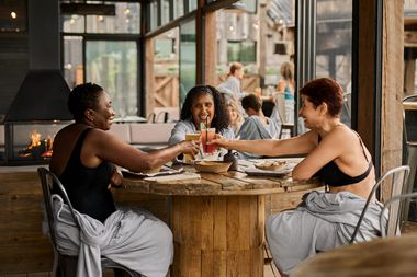 guests dining at the Biergarden