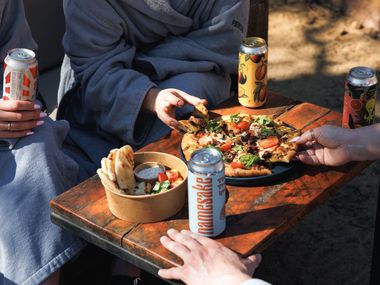 guests enjoying a meal at the Biergarden