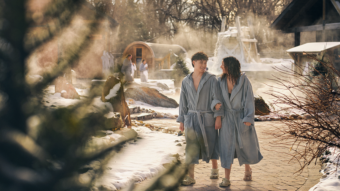 guest wandering at the Spa Village
