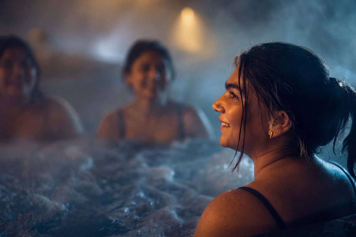 guests relaxing in a thermal bath
