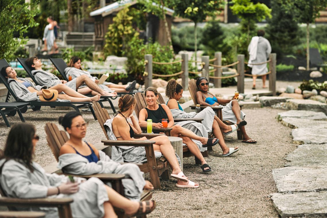 guests chatting at the spa