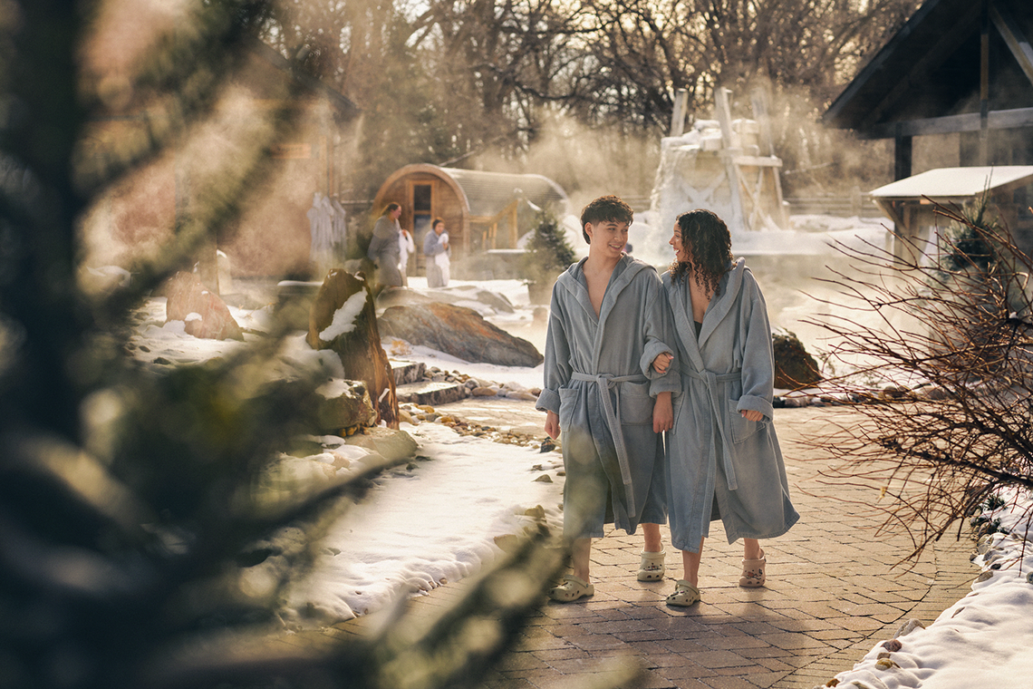 guest wandering at the Spa Village