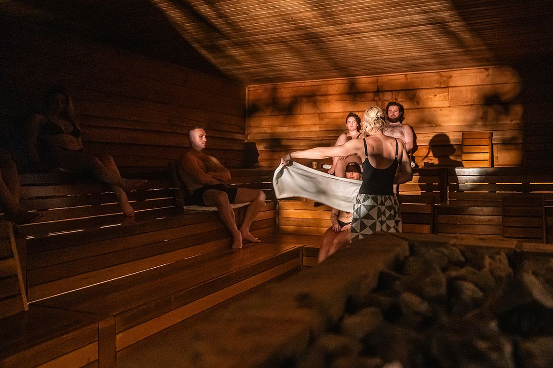 guests in a sauna