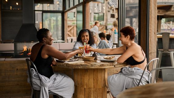 guests enjoying a drink at the Biergarden